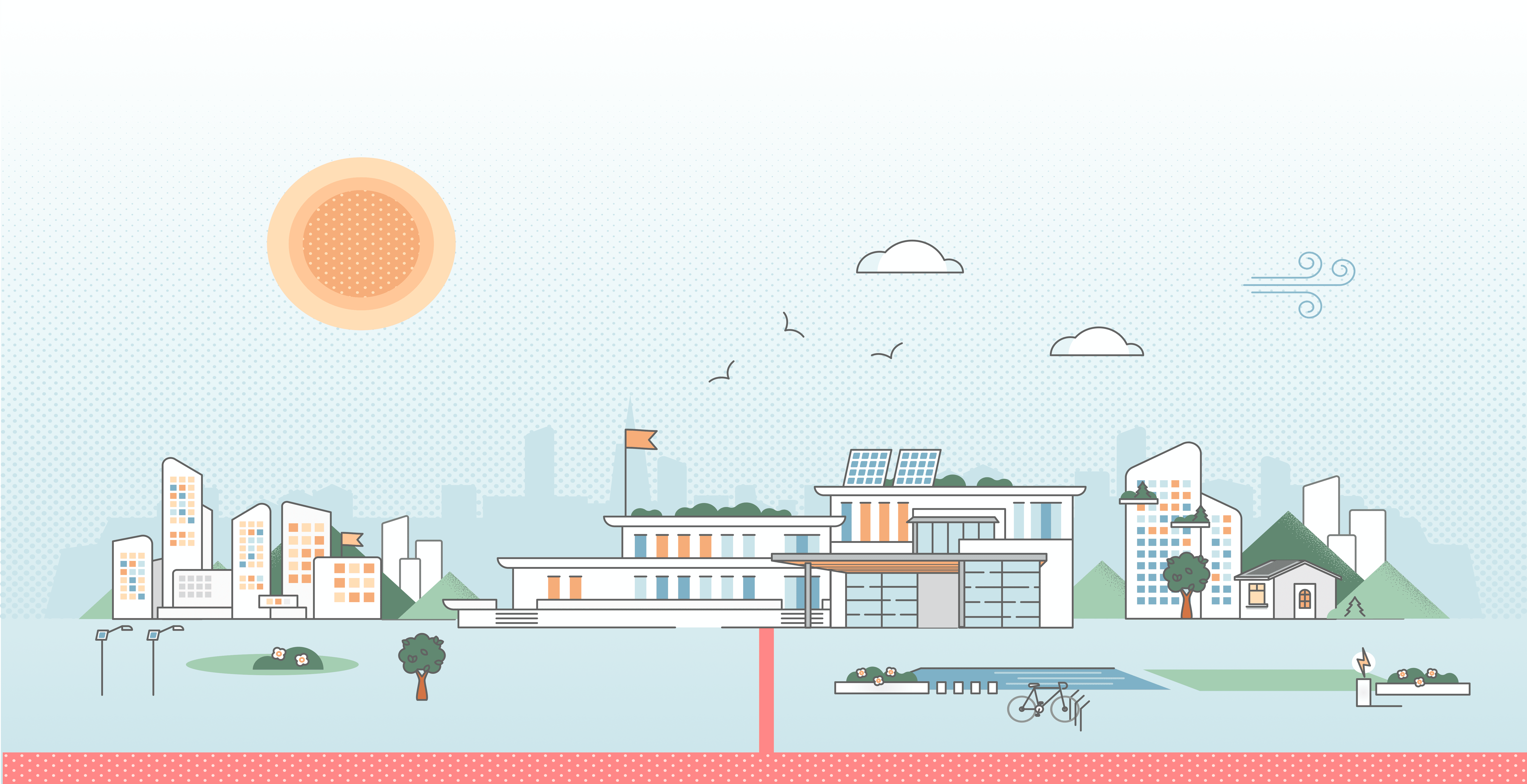 Ullandhaug Energi illustrasjon — bærekraftig by med solenergi